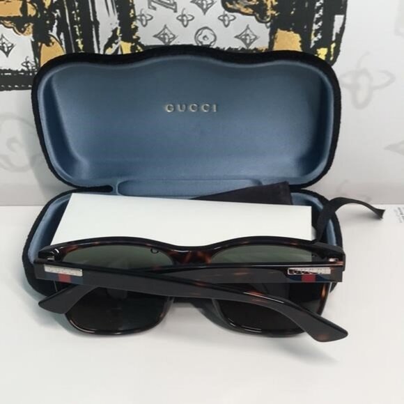 ✨ Brand New Gucci GG0746S 003 Sunglasses – Dark Havana with Green Lenses ✨ - Picture 12 of 12